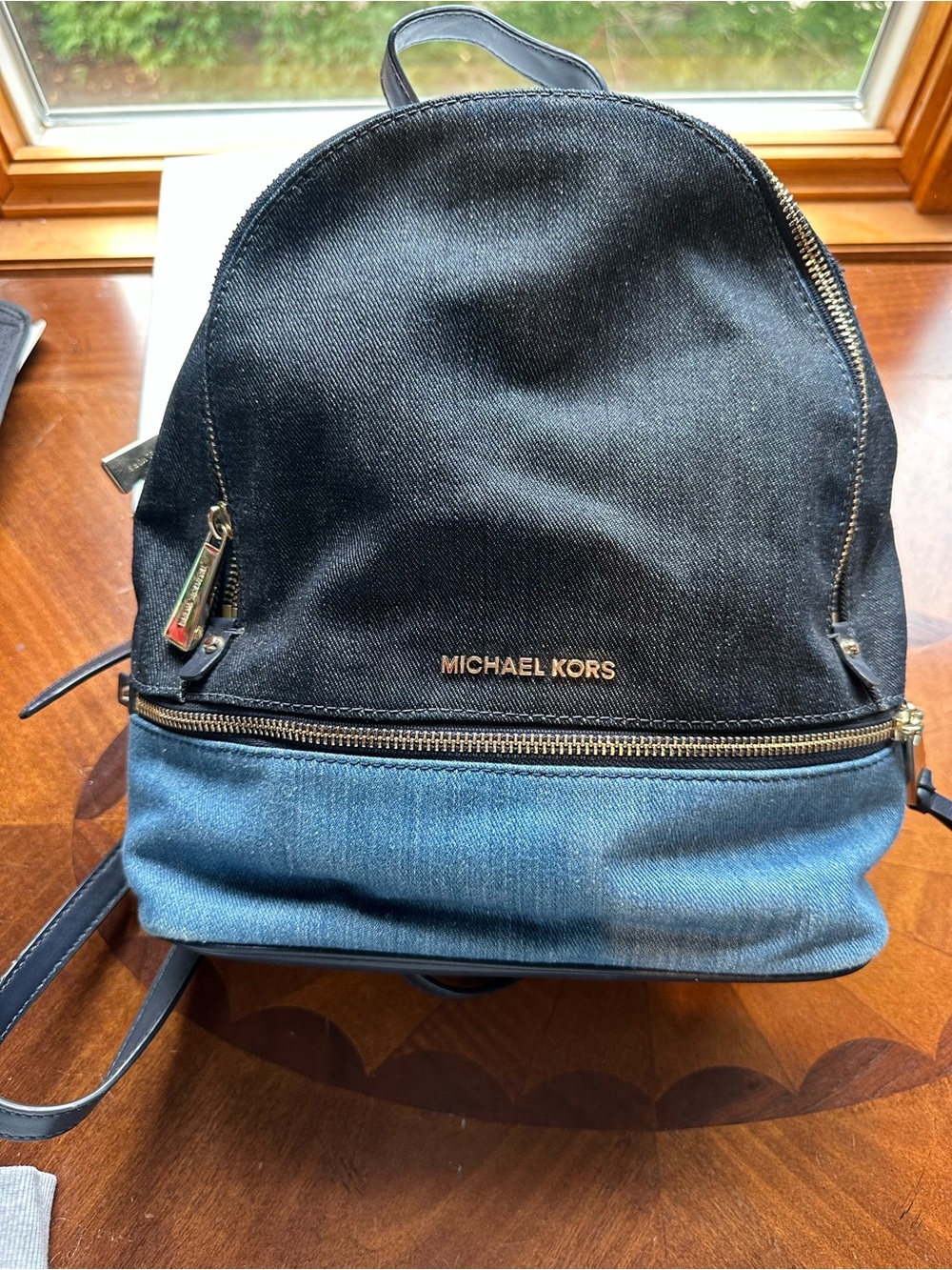 Michael Kors Two-Tone Black and Blue Backpack